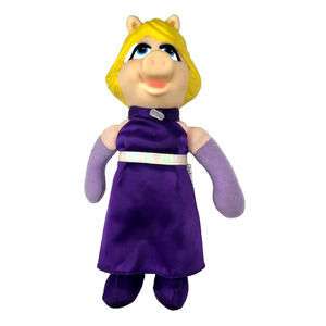 MISS PIGGY Doll Purple Dress Soft Body Vinyl Head 7" Henson Toy Toons Vtg 1991